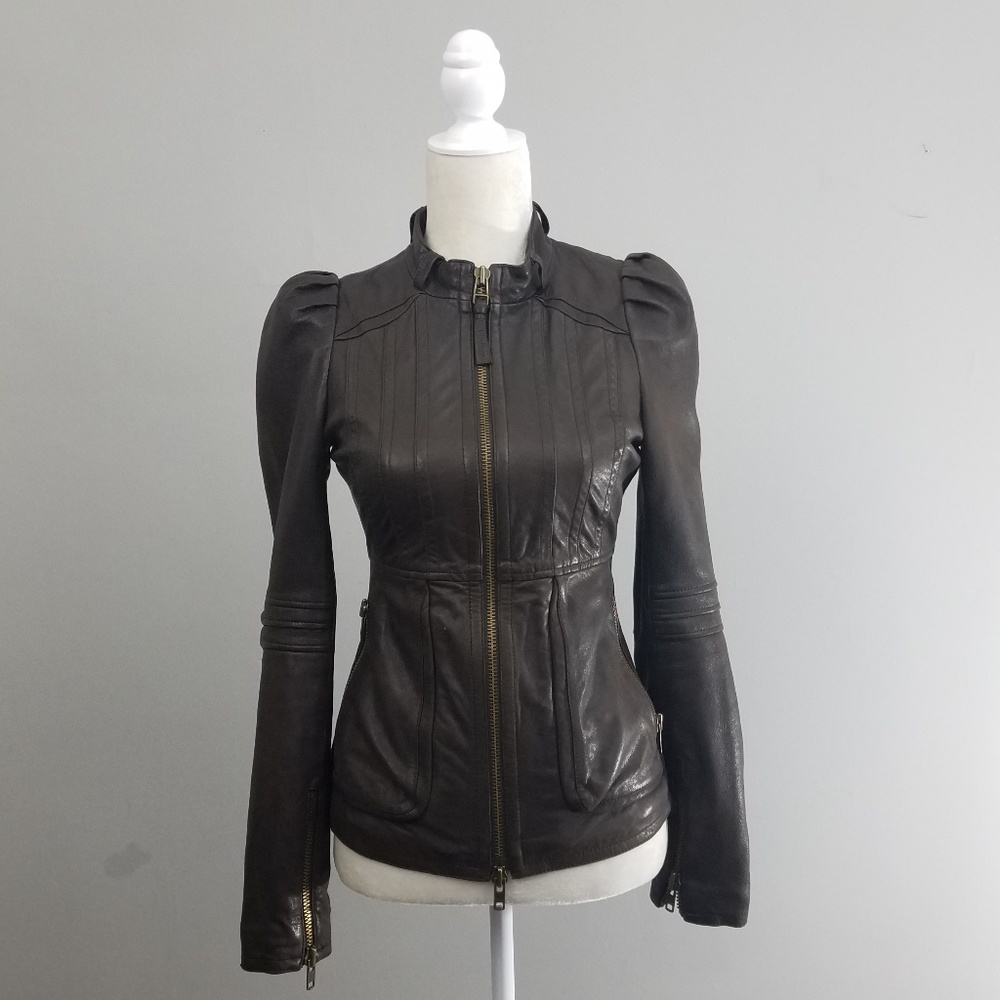 Mackage | Brown Lambskin Moto Jacket